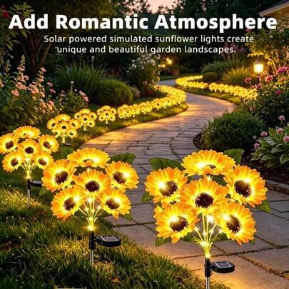 1PCSolar Powered 6 Head Glowing Dandelion Light IP55 Waterproof Auto On Off Outdoor Garden Pathway Lawn Balcony Christmas Party Ambient Decor Lamp