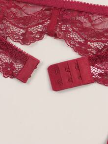Women's Sexy Lingerie Accessory Floral Lace Garter Belt For Thigh High Stockings - Red - View 8