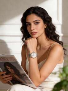 Seiko 女款優雅雙色玫瑰金與銀色手錶，奢華不鏽鋼類比手錶，羅馬數字錶盤，鑲鑽裝飾，休閒手錶，送給女性的完美生日禮物 - 間金 - 查看 3