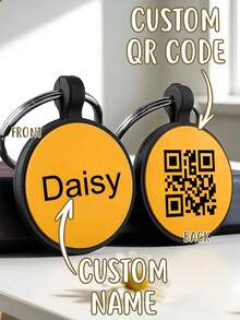 1pc Customized Silicone Round Pet Dog Tag, With Personalized Name Engraving And Privacy Protection QR Code Contact Information, Trackable Location For Pets, Multi-Functional Use, Suitable As A Gift For Dog Lovers And Owners - Multicolor - View 2