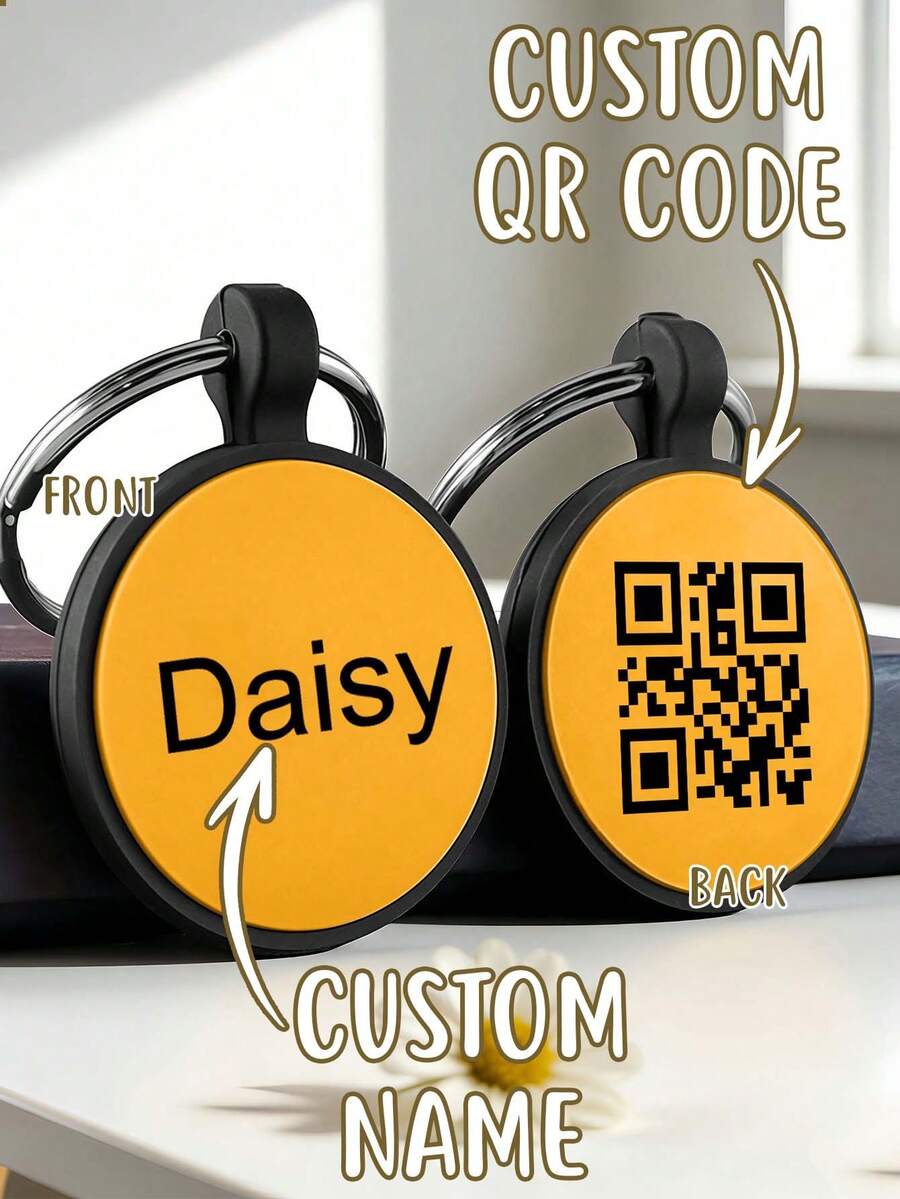 1pc Customized Silicone Round Pet Dog Tag, With Personalized Name Engraving And Privacy Protection QR Code Contact Information, Trackable Location For Pets, Multi-Functional Use, Suitable As A Gift For Dog Lovers And Owners