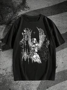 Una camisa de manga corta tipo pijama, ¿no?o Camiseta Gráfica de Heavy Metal Gótico Hombre - Camiseta Negra con Dise?o Gótico y Angelical en Blanco - Camiseta Ligera de Verano Conciertos, Ropa Casual de Calle - Camiseta Casual de Cuello Redondo Fanáticos de la Fantasía Oscura, Camisetas de Rock and Roll, Ropa Conciertos, Tejido Transpirable, Ajuste Cómodo, Estampado Duradero, Amantes de la Música, Mercancía de Bandas, Estampado de Alta Calidad, Moda Alternativa.ropa de ni?o - Negro - Ver 7