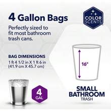 Color Scents Bolsas de basura pequeñas 4 galones, 840 bolsas en total 12 paquetes de 70 unidades Bolsas multicolor en aroma de colección calmante - como en la imagen - Ver 2