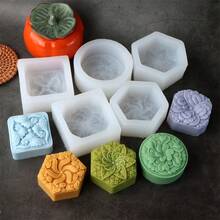 Molde deón de flores en relieve Hexagonal, molde de vela perfumada de flores redondas 3D, diseños florales, molde cuadrado de escayola paraón, decoración del hogar BB9F - Molde para jabón con forma de flor 2 - Ver 12