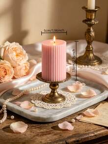 1pc, 1.97 Inch Diameter, Handmade Large Ripple Soy Wax Candle, Height 1.97–7.87 Inch, Suitable For Home Decor, Wedding, Room, Birthday, Valentine's Day, Halloween, Christmas, Party Supplies, Table Atmosphere, Baby Shower, Women's Gift (Pink) - Pink Column Wax - View 10