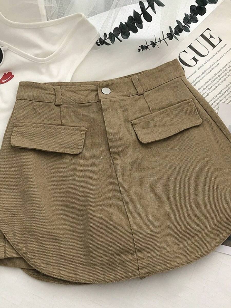 Women Skirts - Khaki - View 1