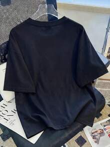 Vintage T-Shirt With Los Angeles, California Print, For Women, Casual And Relaxed Style, Round Neck, Short Sleeve, Retro American Style Of The West No. 89, Basic And Versatile. - 黑色 - 查看 2