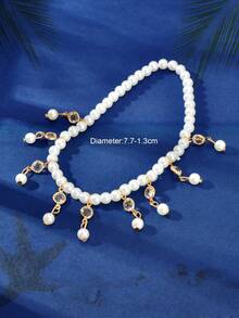Pulsera De Tobillo Con Decoración De Perlas Sintéticas - Multicolor - Ver 4