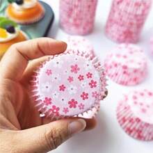 Cake Cupcake Liners, Pink Floral Greaseproof Paper Cupcake Liners, Baking Paper Liners, Cake Liners, Baking Tools, Cake Tools - Pink Flowers - View 4