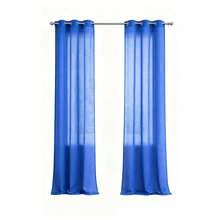 Semi-Sheer Curtains With Grommets For Installation On Standard Rods. The Fine, Airy Fabric Lets In Soft Light, Protects Privacy, And Complements A Variety Of Decorating Styles In Bedrooms And Living Rooms. - 深藍色 - 查看 5