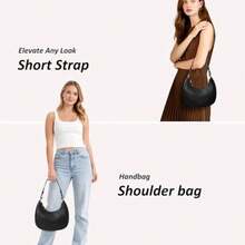 TANTOMI Small Crescent Shoulder Bags for Women Retro Classic Clutch Hobo Tote Purse Handbags Crossbody - Magenta - Ver 5