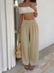 Stylish Plaid Pants For Women - 杏色 - 查看 6