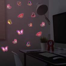 1 pieza Pegatina de pared de mariposa que brilla en la oscuridad, pegatina de combinación de mariposa luminosa degradada, decoración de pared extraíble para dormitorio/sala de estar de niña - Ver 4