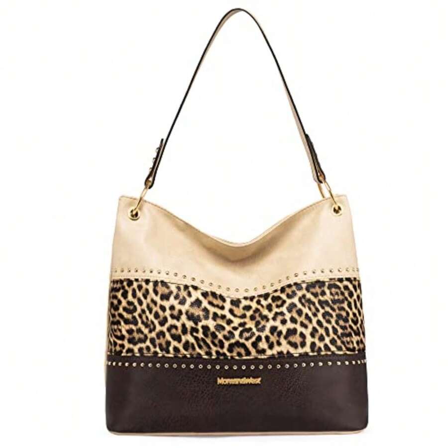 Hobo Bag For Ladies Shoulder Handbags With Back Pocket Purses, With Zipper, Purses, With Zipper - B-beige/Leopard/Coffee - View 1