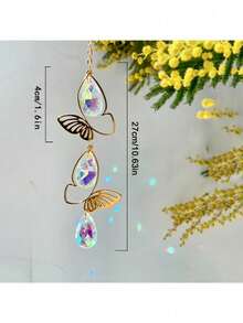 Elegant Butterfly Water Drop Suncatcher, Suitable For Balcony, Window, Yard Decoration, Holiday Gift, Festival Decor, Gift For Girls - A - View 6