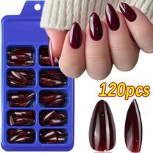 120-Piece French Manicure Set In 9 Colors, Short Square Style, Full Coverage Press-On Nails In Summer Pink And Glossy Brown. - Burnt Orange - View 1