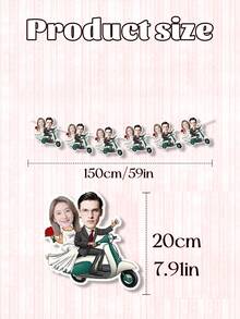 8/16/24件客製化新郎新娘臉孔三角旗橫幅，機車主題婚禮花環，訂婚/新娘派對裝飾，趣味婚禮拍照亭道具，義式/復古婚禮派對背景 - 彩色 - 查看 3