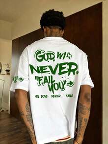Men's Summer Minimalist Fashion Short Sleeve T-Shirt With "Never" Print | Versatile And Casual For Street Wear - Multicolor - View 1