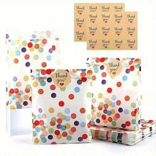 48/24/12 Sets Colorful Polka Dot Kraft Paper Gift Bags With Stickers, Birthday Party Gift Bags, Wedding Party Colorful Polka Dot Kraft Paper Bags, Holiday Party Colorful Polka Dot Gift Bags, Thanksgiving Theme Party Gift Bags Decorations, Suitable For Weddings, Birthday Parties, Holiday Gatherings, Party Gifts, With Sealing Stickers - Colorful Polka Dot Paper Bags - View 1