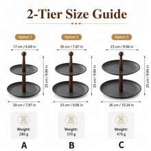 1 pieza, Soporte de servir de 2 o 3 niveles con varilla de soporte de madera, bandeja de exhibición de postres, frutas, pasteles, para té y decoración del hogar - Multicolor - Ver 3