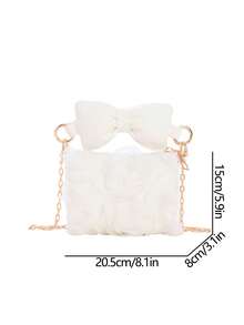 Túi đeo chéo dây xích hoa hồng 3D vải tuyn mới, túi mini nơ, túi đi làm phong cách nữ tính - trắng - Xem 10