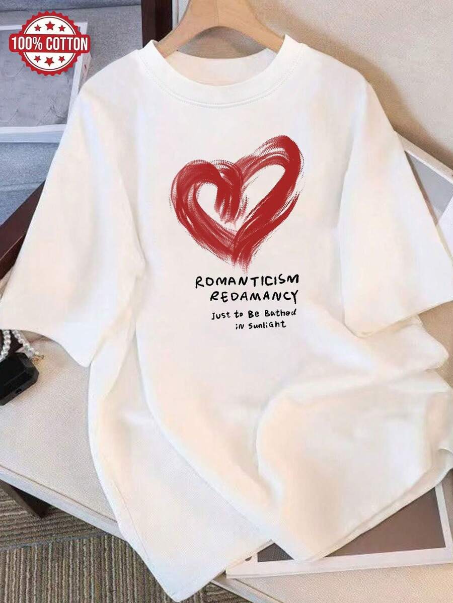New T-Shirt, 100% Cotton, Machine Washable, Suitable For Spring, Summer And Autumn, Casual Style, Comfortable Fit, Modern Design, Versatile For Daily Use, Soft Fabric, Style A. - White - View 1