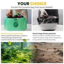 VERSAINSECT ostable trash Bags 2.6 Gallon Compost Bags for Kitchen Countertop Bin 1.3, 2, 3, Gallon, 120 Count, Small Kitchen Food Scrap Waste Bags, ASTM D6400, US BPI and Europe OK Compost Home Certified - como en la imagen - Ver 6
