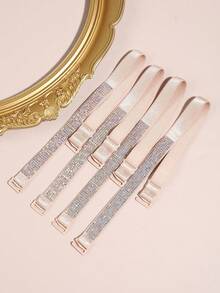 4/6 Pcs Sparkly Rhinestone Bra Straps Sexy Off-Shoulder Adjustable Elastic Shoulder Straps Replacement Decor Accessory For Camisole - Multicolor - View 12