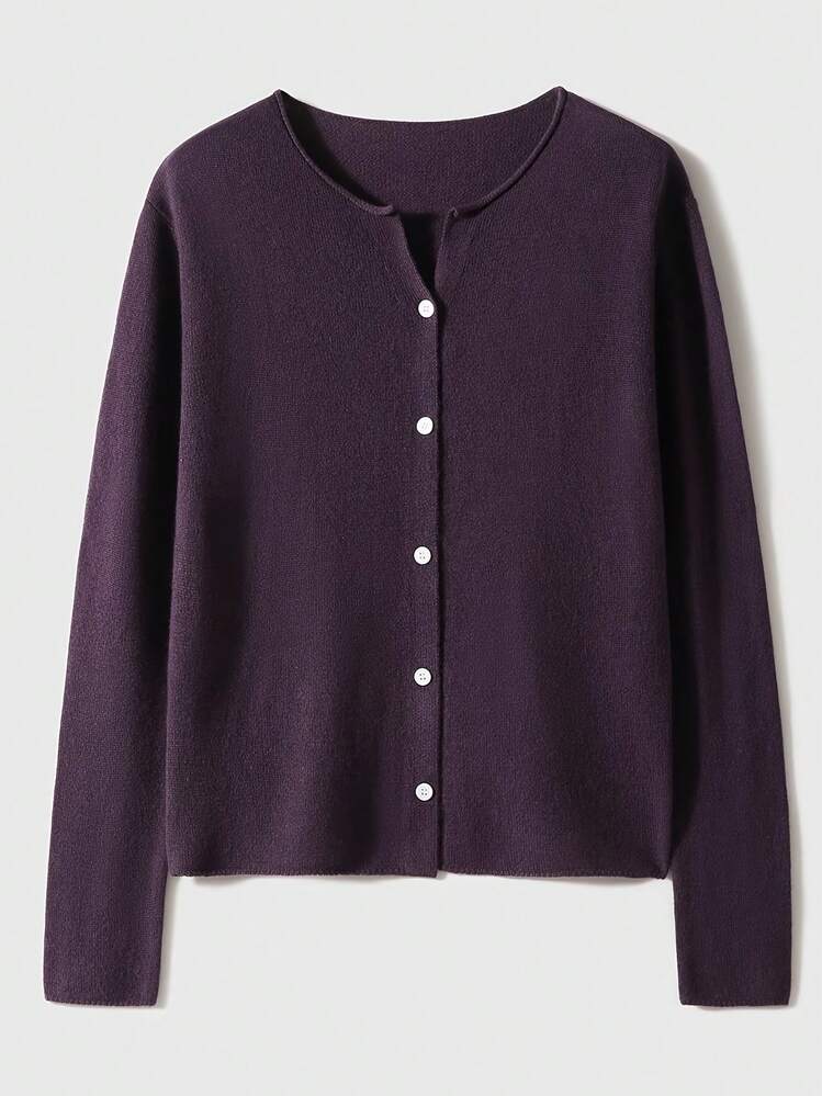Cárdigan acogedor para mujer - Chaqueta suéter corta de color liso, ropa casual de oficina para otoño e invierno - Marrón - Añade 9