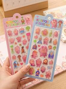 1pc Cute 3D Decorative Sticker Toy, DIY Phone Decor For Girls, Embossed Crystal Children Jewel Stickers, Handmade Decorative Educational Reward Stickers, Suitable For Students And Kids, DIY Stickers, New Year Gift, Valentine's Day Gift, Easter Gift (Random Style) - Multicolor - View 7