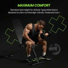 Adjustable Weight Bench For Home Gym, Foldable Workout Bench For Full Body Fitness Dumbbell Exercise, 600LBS Incline Decline Flat Bench With Resistance Bands For Strength Training - Black - View 4