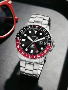 Fossil FS6092 男士時尚商務雙時區石英手錶 - 黑色 - 查看 4