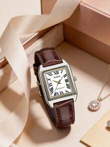 Two Tone Retro Square Women Watch Pack Durable Long Battery Quartz Wristwatch All Occasion Gift For Her CASIO LTP-V007L-7B2+LTP-V007L-7B1 - Brown - View 5