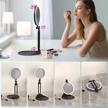 Cermin Rias 1/10X dengan Lampu, 3 Mode Peredupan, Pengisian Daya USB, Rotasi 360°, Dapat Dilipat, Cocok untuk Kamar Tidur, Kamar Mandi, dan Wajib Dimiliki untuk Musim Kembali ke Sekolah. Portabel - Cermin rias lipat - View 4