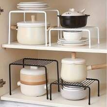 Stackable Kitchen Organizer Rack, Made Of Thickened Iron, No Tools Required For Installation, Suitable For Storing Pots, Bowls, Plates And Condiment Bottles In Cabinet, Fully Utilizing Vertical Space - Multicolor - View 7