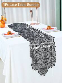 1 pezzo Runner da tavolo a ragnatela nera per Ognissanti, Tovaglia a ragnatela, Tovaglia in pizzo nero, Adatta per feste horror di Ognissanti, Tovaglia con motivo a ragnatela nera per Ognissanti, Decorazione per tavolo da pranzo, Decorazione per camino, Regalo di Ognissanti, Regalo perfetto per la decorazione horror della casa di Ognissanti - multicolore - Visualizzare 7