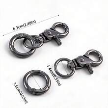2pcs Rotating Clasp, Double-Ended Rotating Spring Clasp Hook Metal Rotating Clasp Carabiner With Spring O-Ring, Suitable For Key Chain, Bag, Wallet, Lanyard DIY Crafts - Gun color - View 6