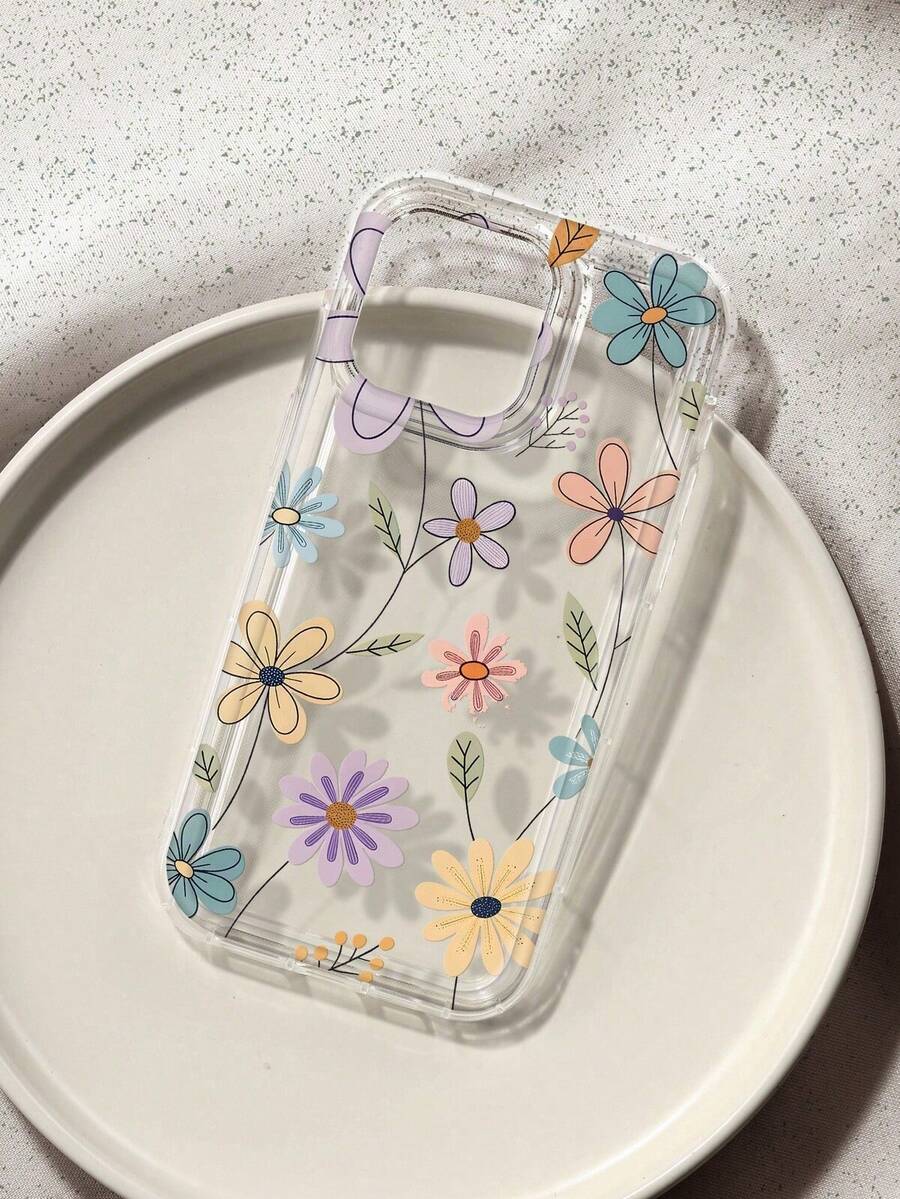 Floral Print Transparent Case Compatible With 16/11/12/13/14/15/15Pro/15Plus/15ProMax/7Plus/8Plus/X/XSMax/XR/11Pro/12Pro/13Pro/14Pro/12Mini/13Mini/11ProMax/12ProMax/13ProMax/14Pro Max/14Plu - Nhiều màu - Xem 1