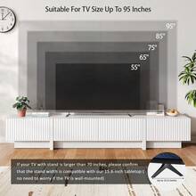 98" TV Stand For Living Room, Modern Entertainment Center With Drawers & Storage Compartments, Large TV Console Fits 55"-95" TVs, Square Top With Grooved Drawer Fronts & Stable Base,Natural - 白色 - 查看 5