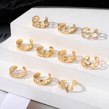 10pcs Vintage Chic Minimalist Personalized Summer Beach Vacation Style Metal Hollow Heart Star Multi-Layer Toe Rings, Fashionable High-Selling Elegant Foot Jewelry Set, Suitable For Beach Trips And Outings - Gold - View 7