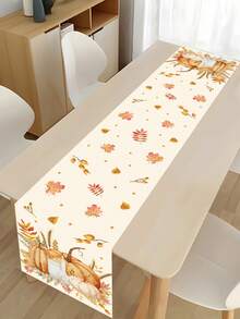 1/50件 35*180cm 感恩節桌旗，適用於感恩節裝飾、秋季裝飾、廚房、桌面裝飾、家居裝飾和節日聚會；裝飾有南瓜和楓葉圖案的秋季風格桌旗 - 彩色 - 查看 4