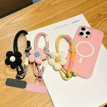1pc Dopamine-Enhanced Mobile Phone Lanyard/Wrist Strap, Colorful Card Keychain, Anti-Loss, Cute Flower Mobile Phone Strap - Multicolor - View 2
