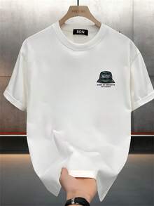 And High-Quality Men's Short-Sleeved T-Shirt, Korean Print, Casual And Versatile For Summer. - 白色 - 查看 2