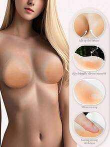 1pc Haler Neck Achesive Rest It Dra,Invisible Non-Sip Reusable Sicky Bra For Simal Bust Dacdkes Strapless Dra For Dreses,Swinsuits, BiliniNew Lit-Up SliconeI Visible Bra With Shoulder Staps - Multicolor - View 1