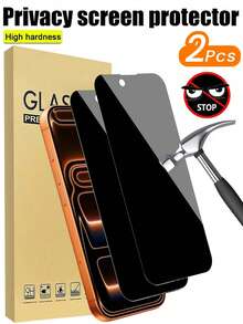 2pcs Privacy Protection Tempered Glass Screen Protector, Anti-Peeping, Anti-Scratch, Drop-Resistant, Explosion-Proof, Coating Resists Oil And Scratches, Compatible With Mobile Phone Cases. Compatible With IPhone 15/15 Pro Max/15 Pro/16 Pro Max/17Pro Max, Compatible With Pro Max, Mini, And Plus Models Of 11/12/13/14/15/16/17 Air Series. - Black - View 24