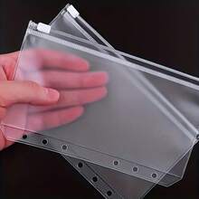5/10/20 chiếc Túi đựng tiền mặt bằng PVC trong suốt cỡ A6, 6 vòng, có khóa kéo, thích hợp để đựng sổ tay, kế hoạch, sổ ghi chép (Gói 5/10/20 chiếc) - Hình chữ nhật - Xem 6