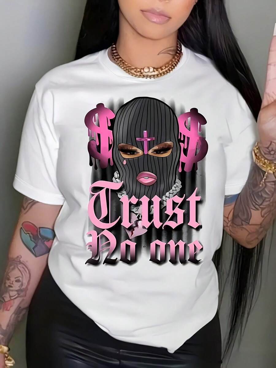 A Stylish And Casual Women's Short-Sleeved T-Shirt With A Versatile Printed Design, Loose And Comfortable, Perfect For Holidays And Leisure, For Halloween, Thanksgiving, Christmas And B_85 Women's Clothing - 黑色 - 查看 1