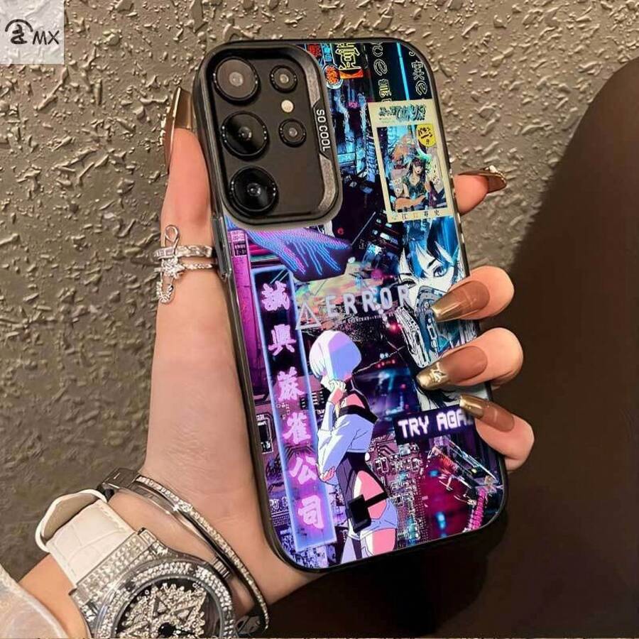 Funda para Móvil: Estilo Cyberpunk Ilustración Collage Compatible con 25ULTRA, S24PLUS, S23FE, S21PRO, S22, S20+, A03S, A05S, A14, A31, A53, A34, A10, A04E, M04, A33, A35, A55, A72, A71, A70, A22, A16, A06, A20S, A54 , -Manchas, Moderna, a la Moda, Colorida Plateada IMD - Color 1 - Ver 1