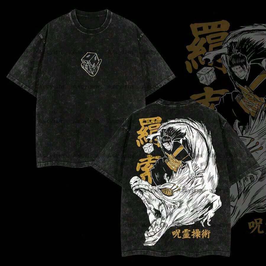 Camiseta de anime vintage de algodón puro de alta calidad, cómoda, clásica y agradable para la piel, para hombres y mujeres, de corte holgado, estilo oversize, ideal para parejas, mercancía de anime, excelente opción de regalo. - Negro - Ver 1