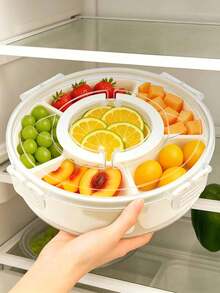 6-In-1 Airtight Food Storage Container With Lid And Handle, Rotating Dry Fruit Box, Divided Snack Tray For Nuts, Fruits, Vegetables, Candies, Spices, Detachable Compartments, Dust-Proof And Moisture-Proof, Large Capacity, Portable Design For Party, Picnic, Fridge, Pantry, Tabletop, Easy To Clean And Reuse, Ideal Housewarming, Birthday, Foodie Gift - Multicolor - View 5